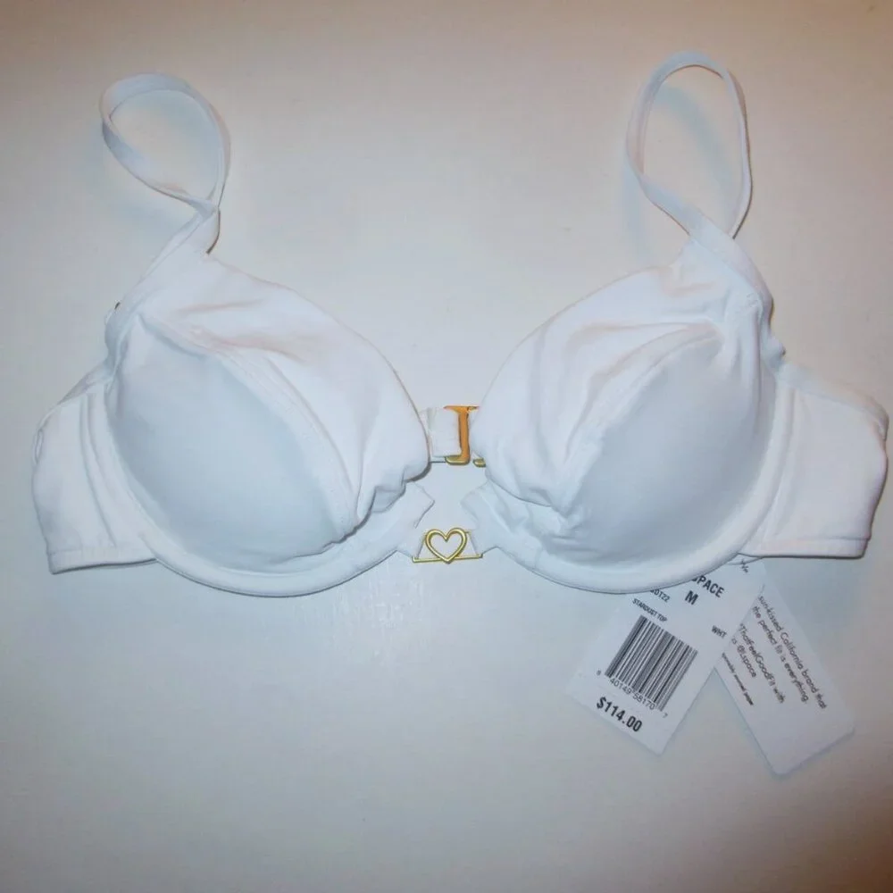 L*SPACE Stardust Push Up Bikini Top MEDIUM White Removable padding Orig. $114